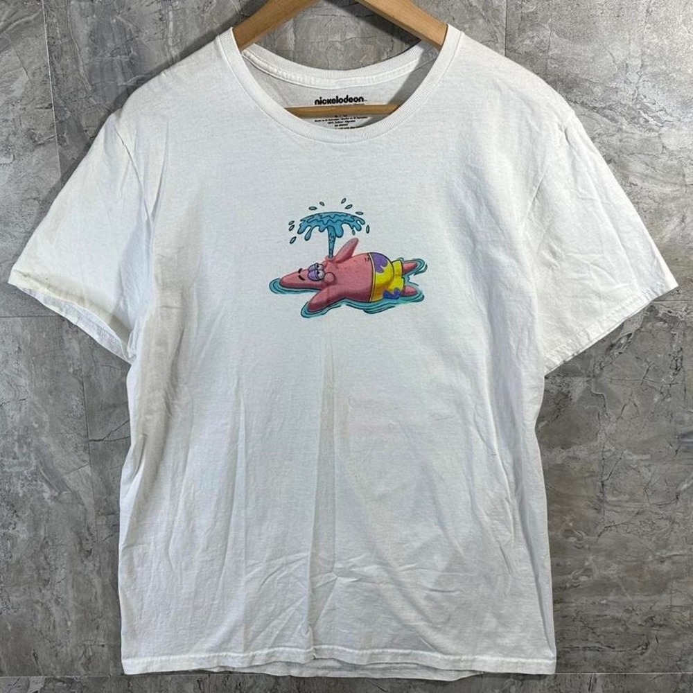 Nickelodeon‎ SpongeBob and Patrick water summer white T-shirt, men's size large
